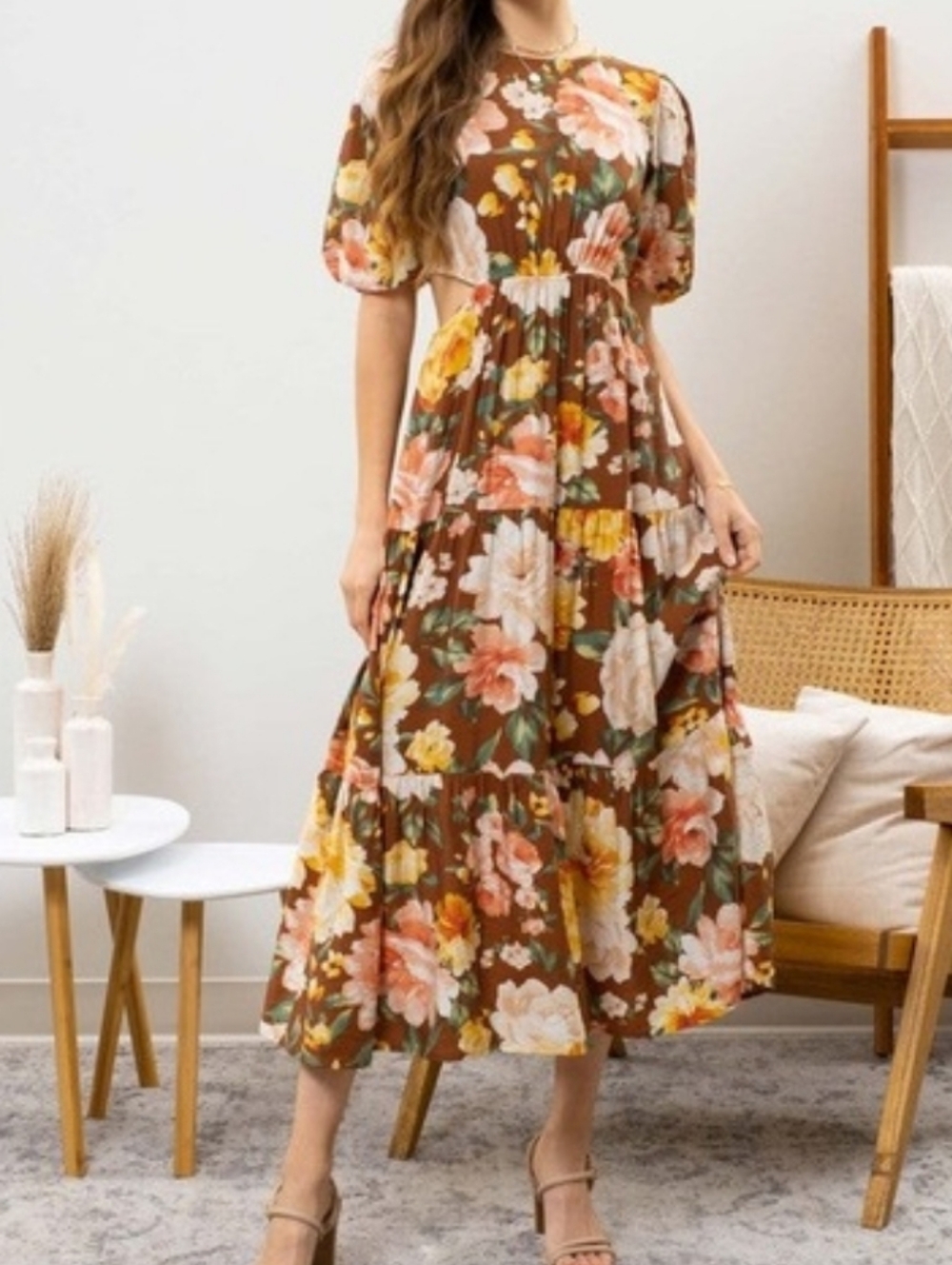 Anthropologie By The River Clarissa Floral Midi Dress